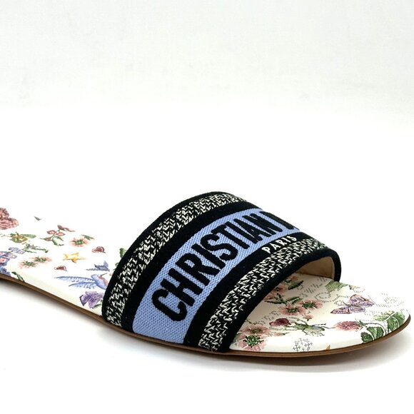 DIOR DWAY Amour 1947 Toile de Jouy Papillo Flat Slides Mules Sandals Shoes - Picture 10 of 16
